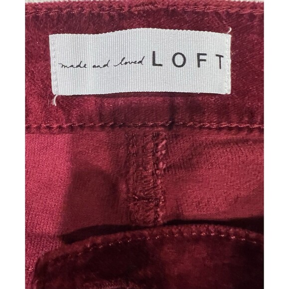 Loft Womens Red Velvet Velour Holiday Event Festive Elegant Pants 4/27 - Picture 5 of 7